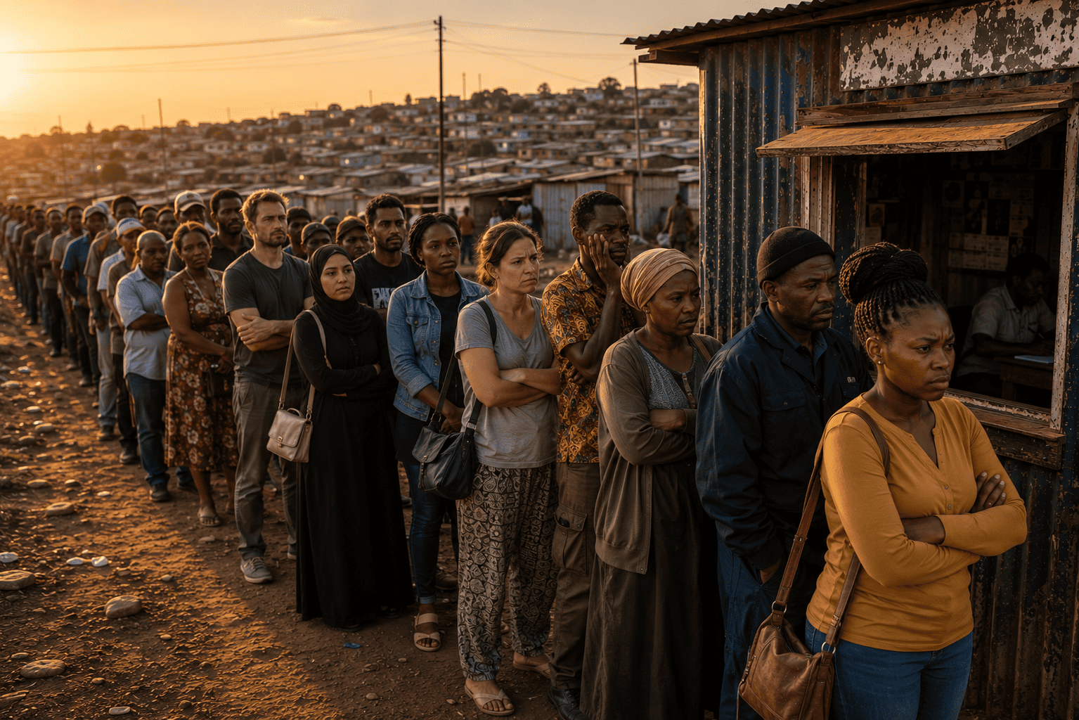 People waiting in a queue