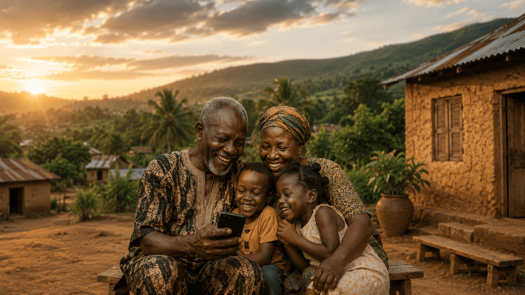Happy family receiving money